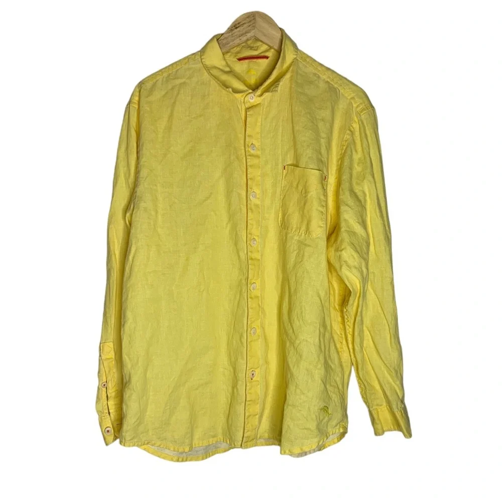 tommy bahama relax linen‎ shirt Yellow CPS12
